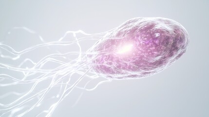 Poster - Flowing pseudopodia of pathogenic amoeba in glowing microenvironment scientific close-up view