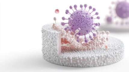 Poster - Stylized virus structure diagram displaying membrane interaction scientific laboratory visual content digital environment 3d viewpoint