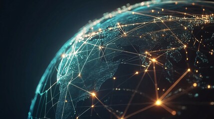 Wall Mural - global network connections illuminating earth