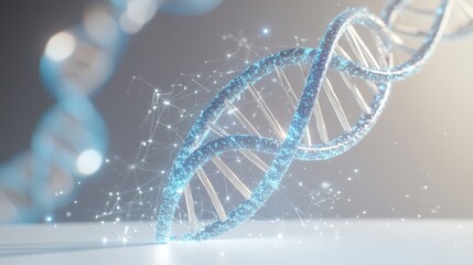 Poster - Spinning blue dna double helix laboratory digital art futuristic close-up biotech concept