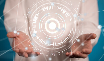 Aufkleber - Neural network 3D illustration. Big data and cybersecurity