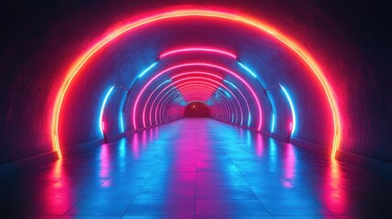 Poster - A vibrant neon-lit tunnel creating a futuristic ambiance.