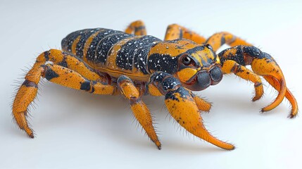 Poster - A vibrant orange and black spider-like creature with distinct features.