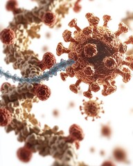 Poster - Bacteriophage virus injection process microbial world scientific high-resolution close-up molecular biology