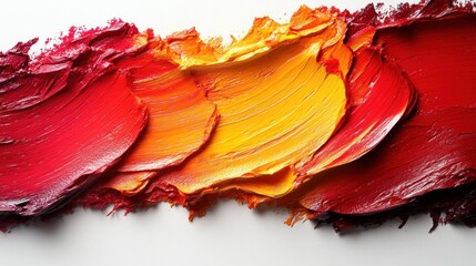 Poster - A vibrant palette of red and yellow paint strokes, showcasing texture and color blending.