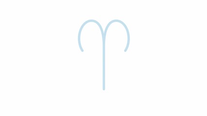 Poster - Aries astrological sign 2D object animation. Magic horoscope animal minimalist symbol cartoon 4K video, alpha channel. Esoteric practices and knowledge animated flat item on white background