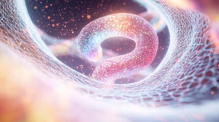 Poster - Bioluminescent bacteria glowing in vibrant colors abstract science concept digital art futuristic environment close-up view