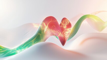 Poster - Animated heartbeat wave digital art abstract background vibrant colors dynamic viewpoint heart health concept