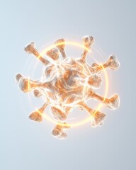 Poster - Futuristic virus particle glowing with neon accents scientific visualization digital art abstract environment close-up view