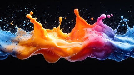 Poster - A vibrant splash of colorful paint creates dynamic visual energy against a dark background.