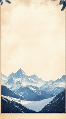 Wall Mural - Serene Winter Mountain Landscape With Snow Falling