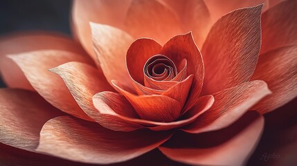 Canvas Print - Close-up of a coral-colored paper flower with intricate details.