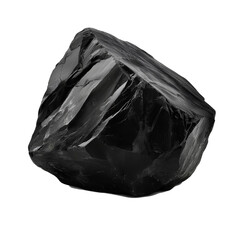 Poster - Black obsidian rock exhibiting rough texture on transparent background