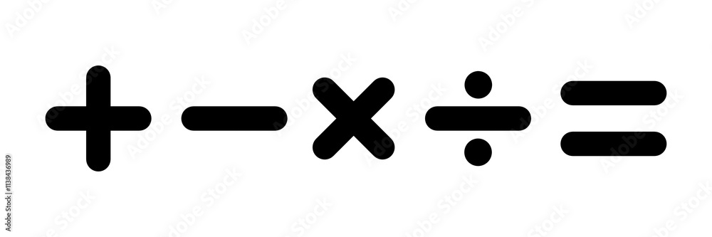 Math symbol icons with simple and modern design. Addition, subtraction ...