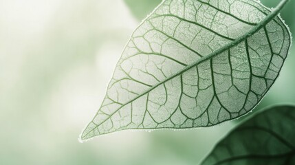 Poster - Close-up of a leaf showcasing its intricate vein structure and green hues.