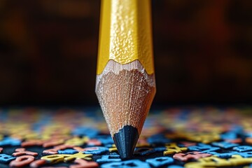 Poster - Close-up of a pencil with handwritten text and letters