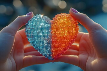 Aufkleber - A person holds a heart-shaped object, ideal for representing love or affection