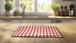 © MakoPoko - Rustic Fabric Placemat on Wooden Table for Product Display with Blurred Kitchen Background
