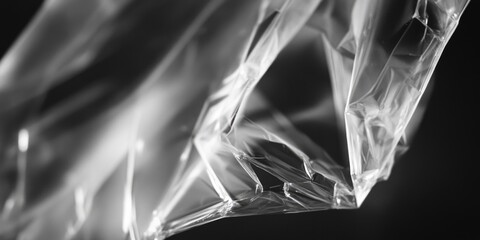 Poster - A close-up view of a plastic bag in monochrome, often used for waste disposal
