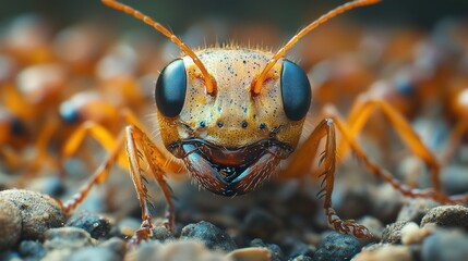 Poster - Close-up view of an ant showcasing its detailed features and texture.