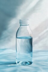 Poster - A single water bottle sitting on a table surface