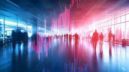 Poster - Dynamic business growth visualization corporate office infographic urban environment perspective data representation