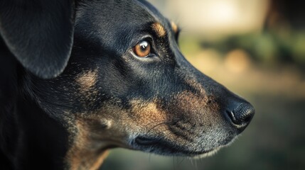 Poster - A clear shot of a dog's facial features with blurred surroundings