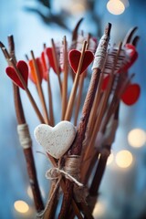 Poster - A decorative vase filled with red and white hearts, perfect for Valentine's Day or romantic gestures