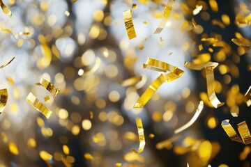 Aufkleber - Confetti falls from the sky, creating a golden storm