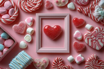 Poster - A decorative frame filled with colorful candies