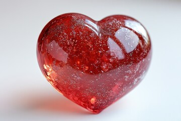 Poster - A red heart shaped object on a white surface