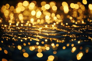 Aufkleber - A close-up shot of calm water at night with lights shining from behind