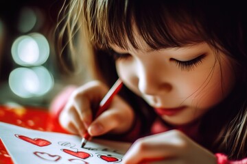 Poster - Young girl creating art on paper