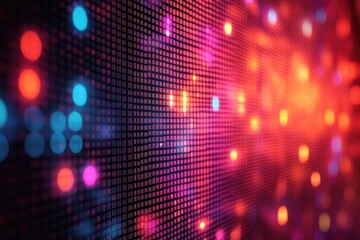 Poster - A detailed view of a screen filled with many lights, great for representing technology or innovation