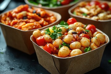 Wall Mural - A table set with diverse food options