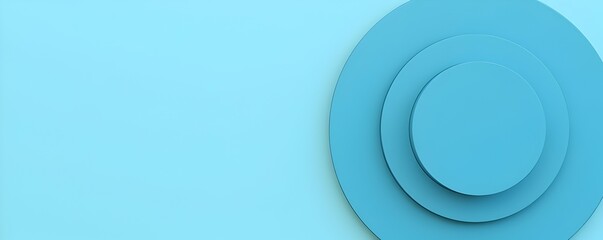 Poster - Serene Blue Circles: A minimalist abstract design, showcasing concentric circles against a light blue backdrop. Calming and visually appealing.