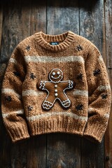 Aufkleber - A cozy sweater with a festive gingerbread design