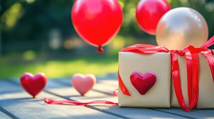 Poster - A beautifully wrapped gift box with a red ribbon, perfect for special occasions and celebrations