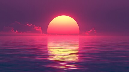 Wall Mural - vibrant sunset over calm ocean with reflection.