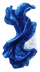 Leinwandbilder - Dynamic shape formed by abstract blue glitter swirls on a transparent background, adding a touch of sparkle and magic to any design