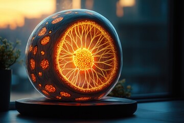 Aufkleber - A sphere emitting light sits on a flat surface, suitable for use in sci-fi or futuristic scenarios