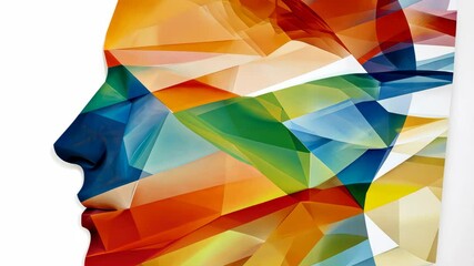 Poster - Abstract Colorful Portrait with Geometric Shapes and Vibrant Tones