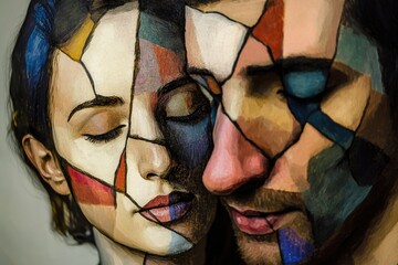 Poster - A portrait of a man and a woman, likely a romantic couple