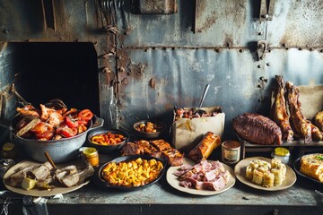 Poster - A variety of dishes and snacks on a table
