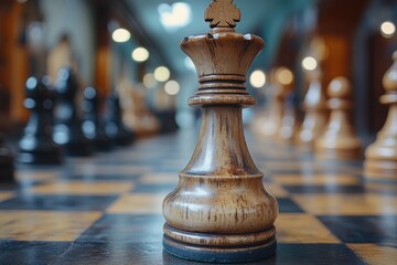 Poster - A detailed view of a chess piece on a chess board, ideal for use in educational or gaming contexts
