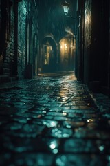 Poster - A dimly lit alleyway with a single source of light at the end