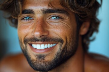 Aufkleber - Portrait of a smiling man with a beard, great for personal or professional use