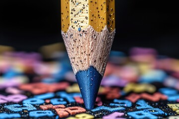 Poster - Close-up shot of a pencil with handwritten letters and words