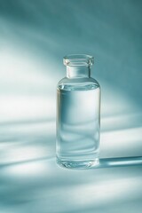 Poster - A clear plastic water bottle sits on a table with a plain background