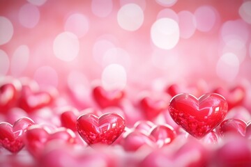 Poster - A collection of red hearts scattered in a green field, perfect for romantic or love-themed projects